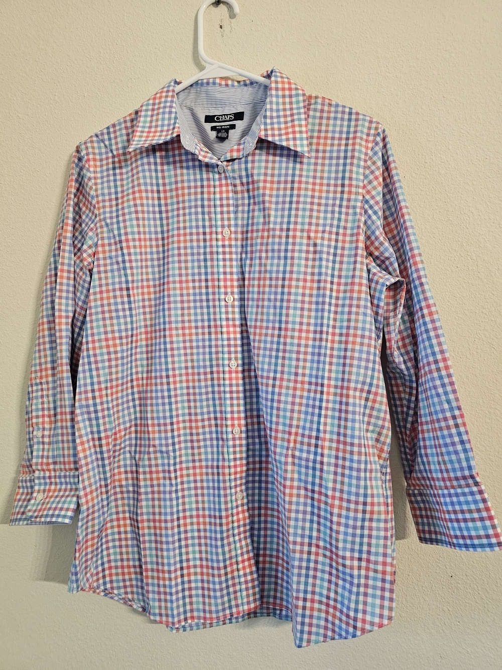 Chaps Men's Pink Blue Green Multicolor Gingham Button-Down Shirt